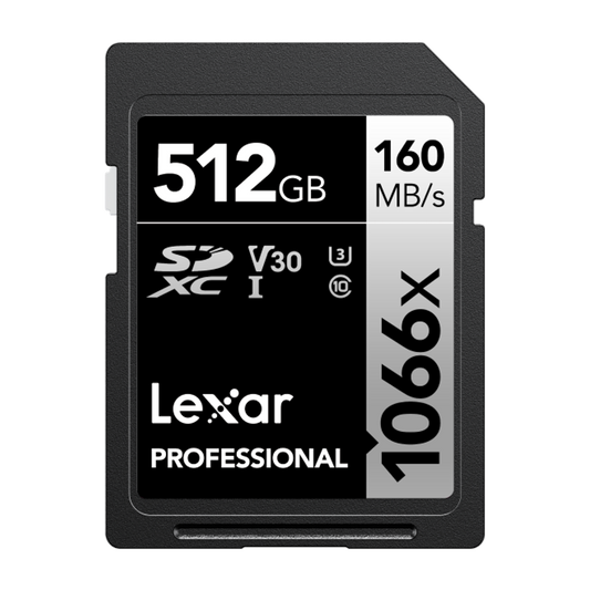 Lexar Professional 1066x 512GB SDXC UHS-I Card (160MB/s, Silver Series) — official product render