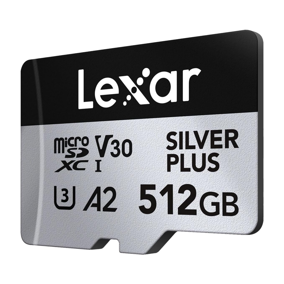 Lexar Professional Silver Plus 512GB microSDXC UHS-I Card — angled product view