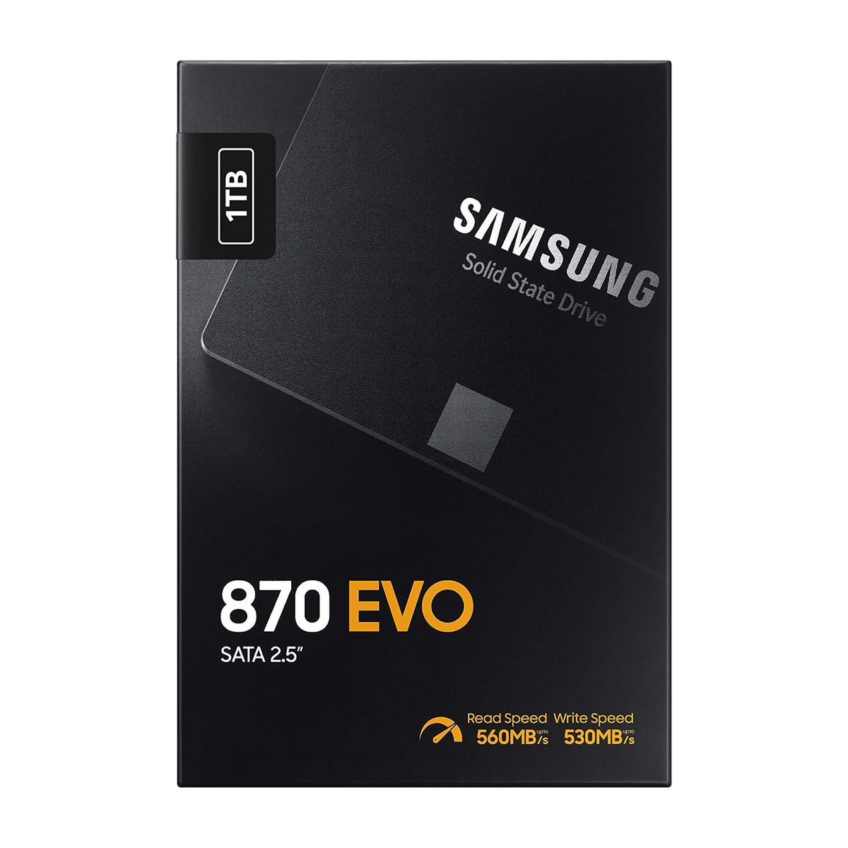 Samsung 870 EVO 1TB SATA III Internal SSD — retail box front, 1TB
