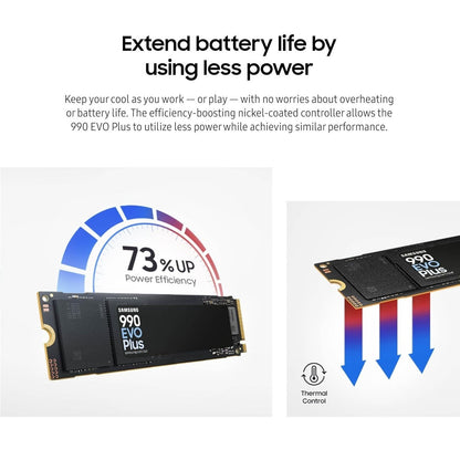 Samsung 990 EVO Plus 2TB — power-efficient operation extends battery life