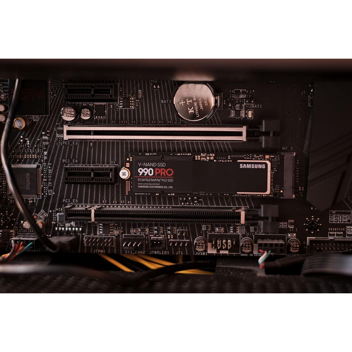 Samsung 990 PRO 1TB NVMe PCIe 4.0 SSD — installed in an M.2 motherboard slot