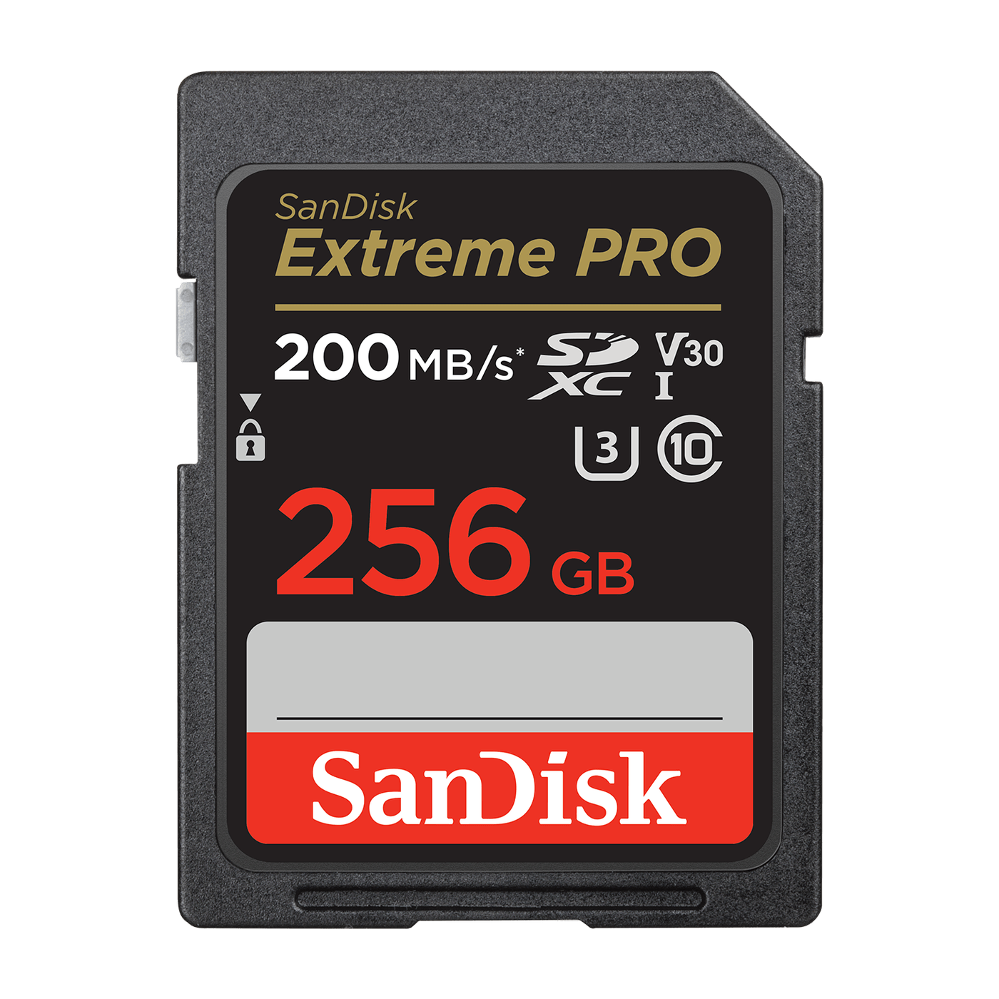 SanDisk Extreme PRO 256GB SDXC UHS-I Memory Card (200MB/s) — official product render