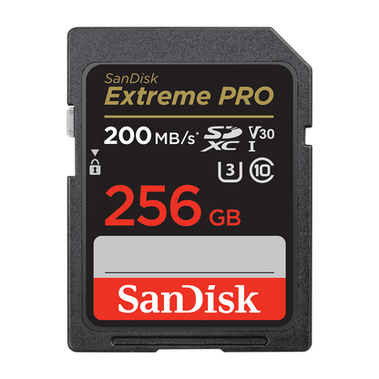SanDisk Extreme PRO 256GB SDXC UHS-I Memory Card (200MB/s) — official product render