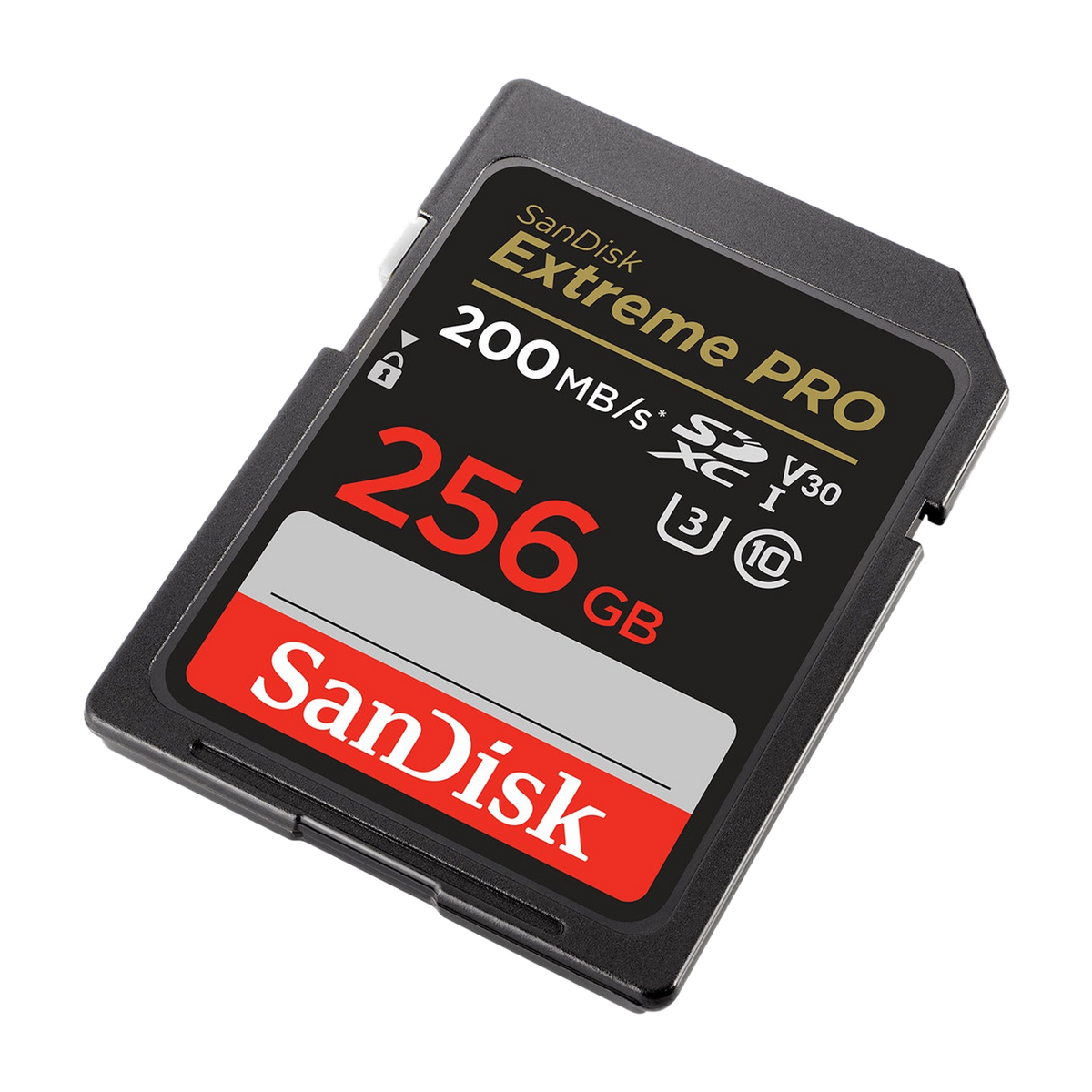 SanDisk Extreme PRO 256GB SDXC UHS-I Memory Card (200MB/s) — angled right view