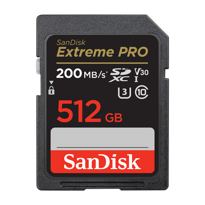 SanDisk Extreme PRO 512GB SDXC UHS-I Memory Card (200MB/s) — official product render