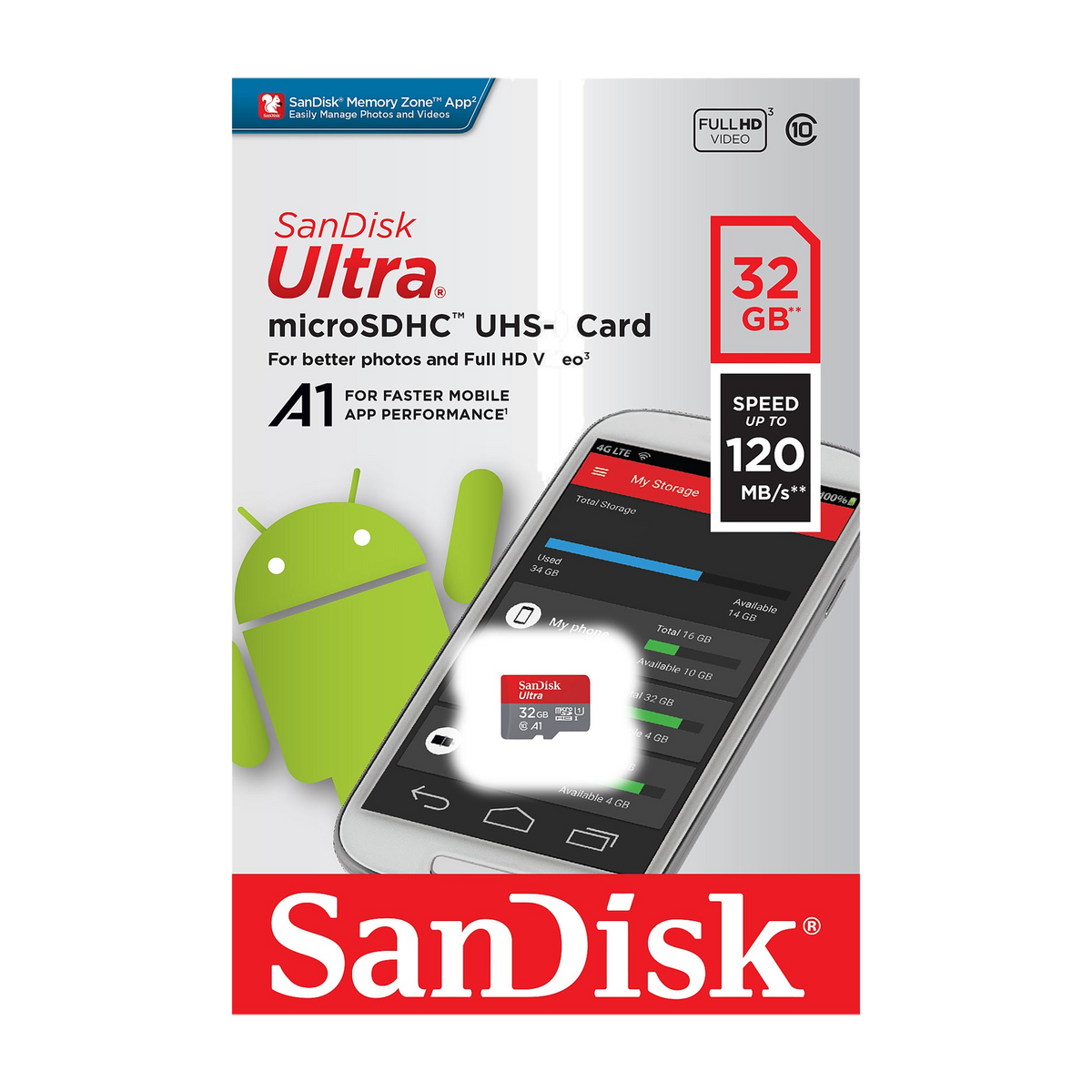 SanDisk Ultra 32GB microSDHC A1 UHS-I + Adapter