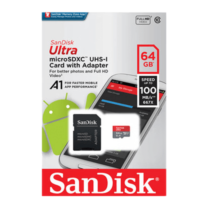 SanDisk Ultra 64GB microSDXC A1 UHS-I + Adapter