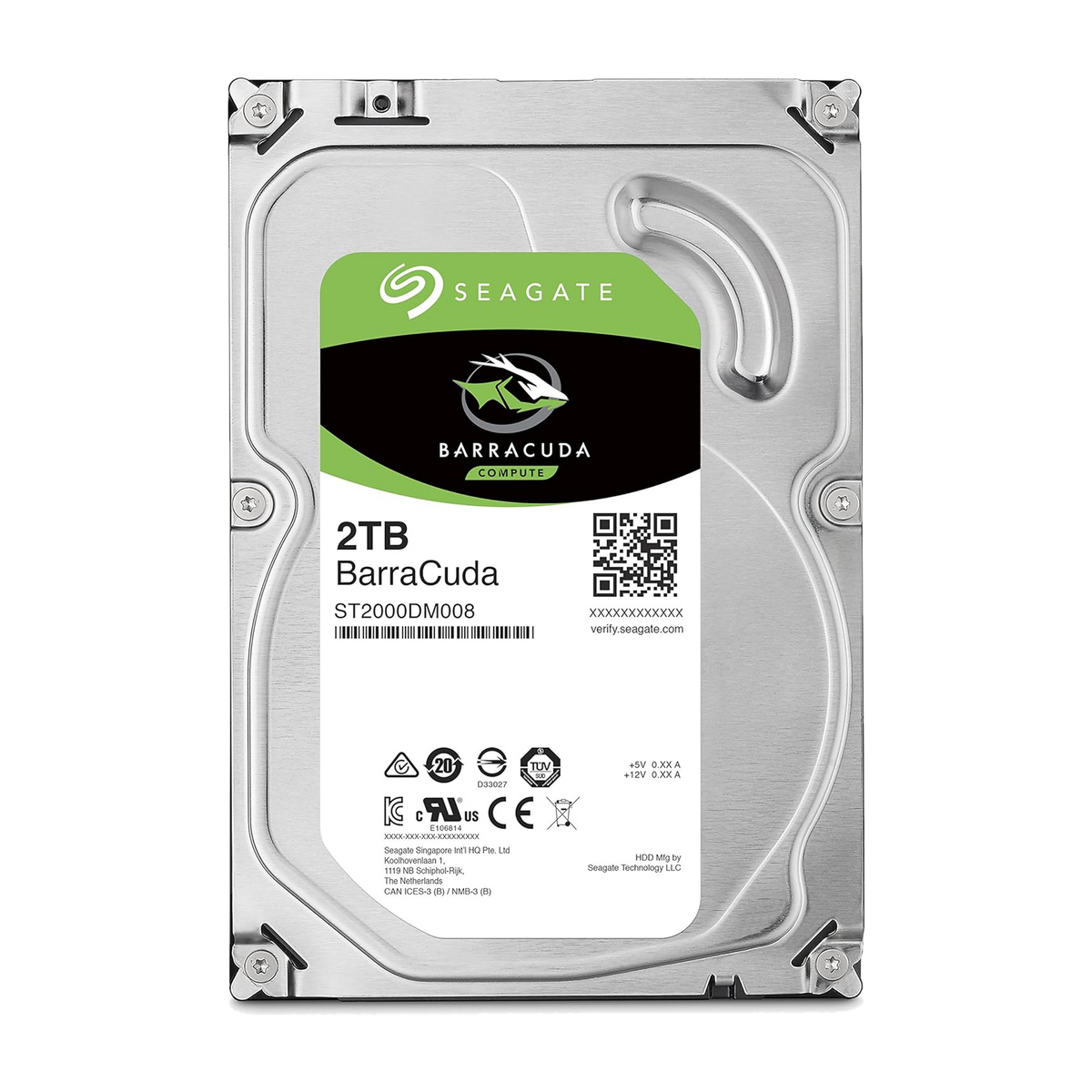 Seagate BarraCuda 2TB 3.5" 7200RPM SATA Internal Hard Drive — top label detail