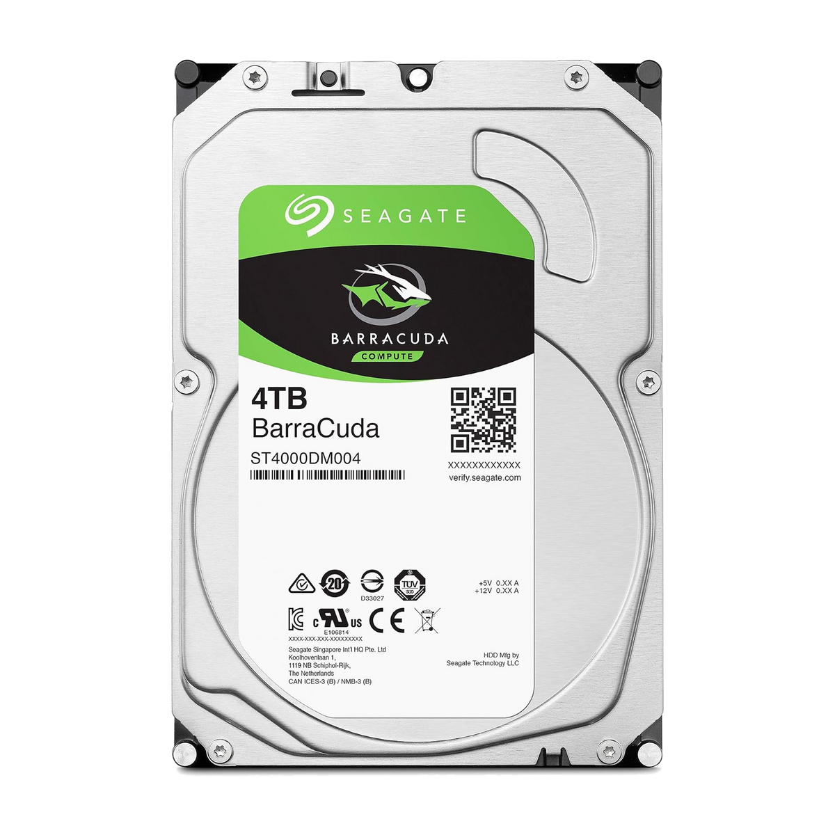 Seagate BarraCuda 4TB 3.5" 5400RPM SATA Internal Hard Drive — top label detail