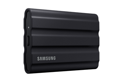 Samsung T7 Shield 2TB Portable SSD — left three-quarter view with USB-C port