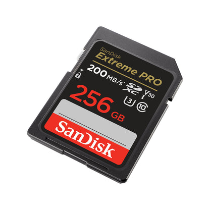 SanDisk Extreme PRO 256GB SDXC UHS-I Memory Card (200MB/s) — angled right view