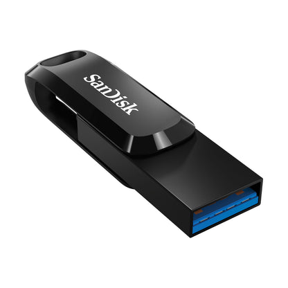 SanDisk Ultra Dual Drive Go 256GB USB Type-C Flash Drive — perspective view with the USB-A connector out