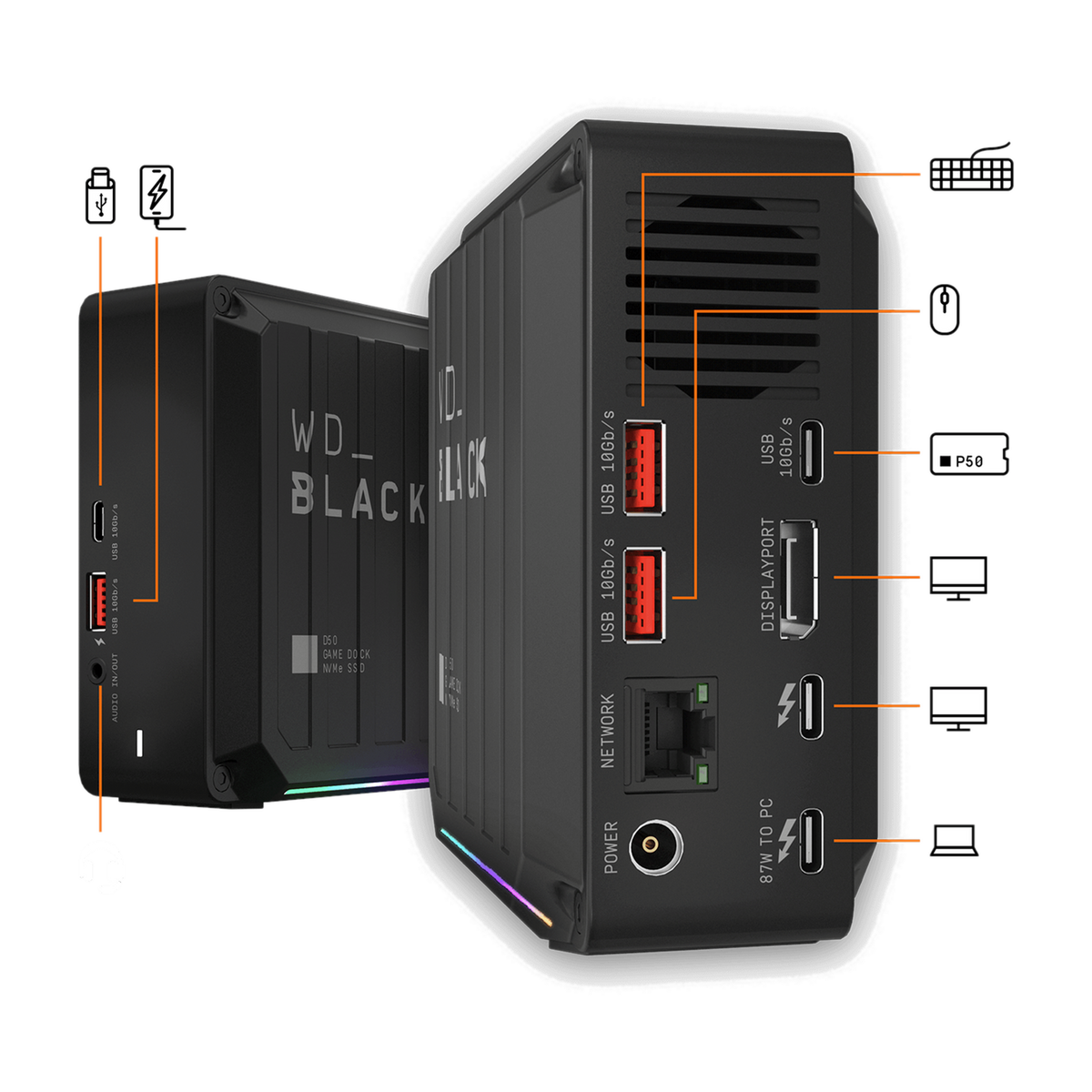 WD_BLACK D50 Game Dock NVMe SSD (Thunderbolt 3) — specifications and features