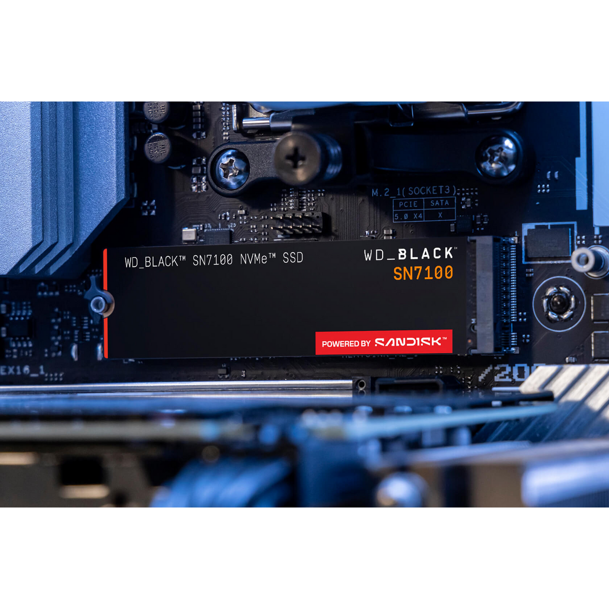 WD_BLACK SN7100 2TB NVMe SSD — installed in a desktop motherboard