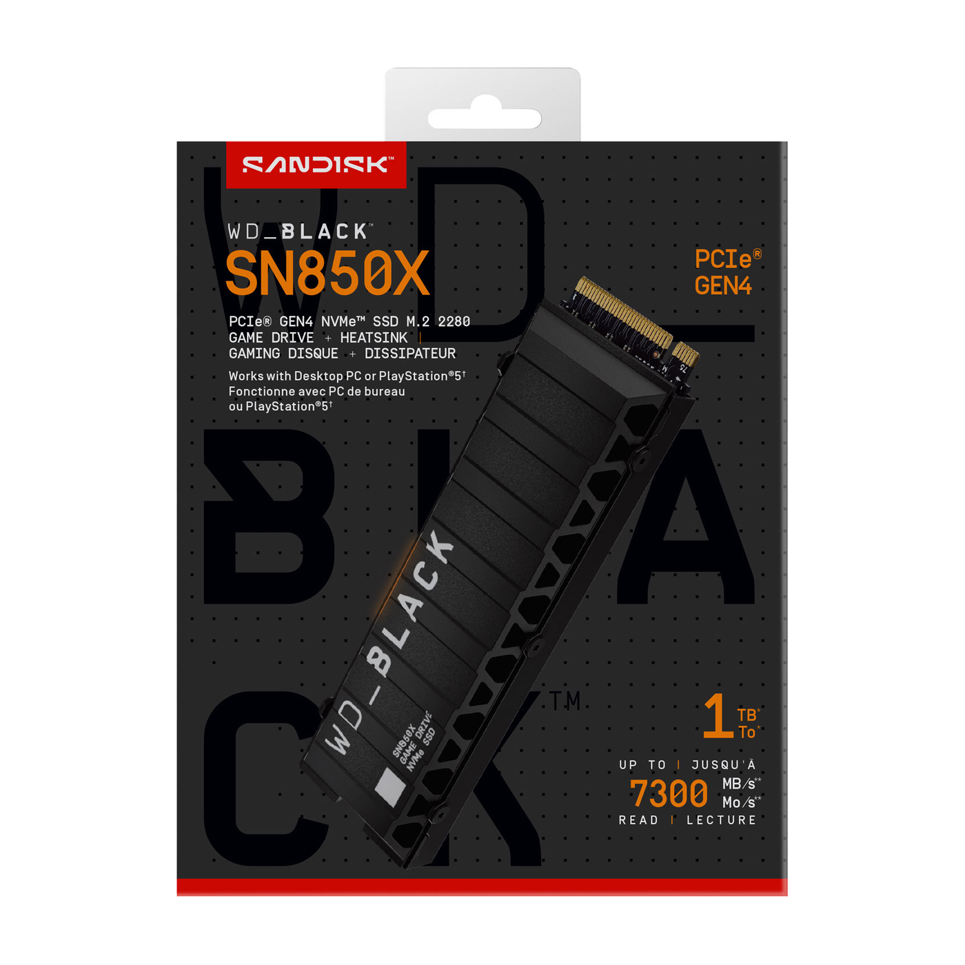 WD_BLACK SN850X 1TB NVMe SSD with Heatsink — official product render