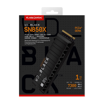WD_BLACK SN850X 1TB NVMe SSD with Heatsink — official product render