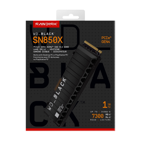 WD_BLACK SN850X 1TB NVMe SSD with Heatsink — official product render