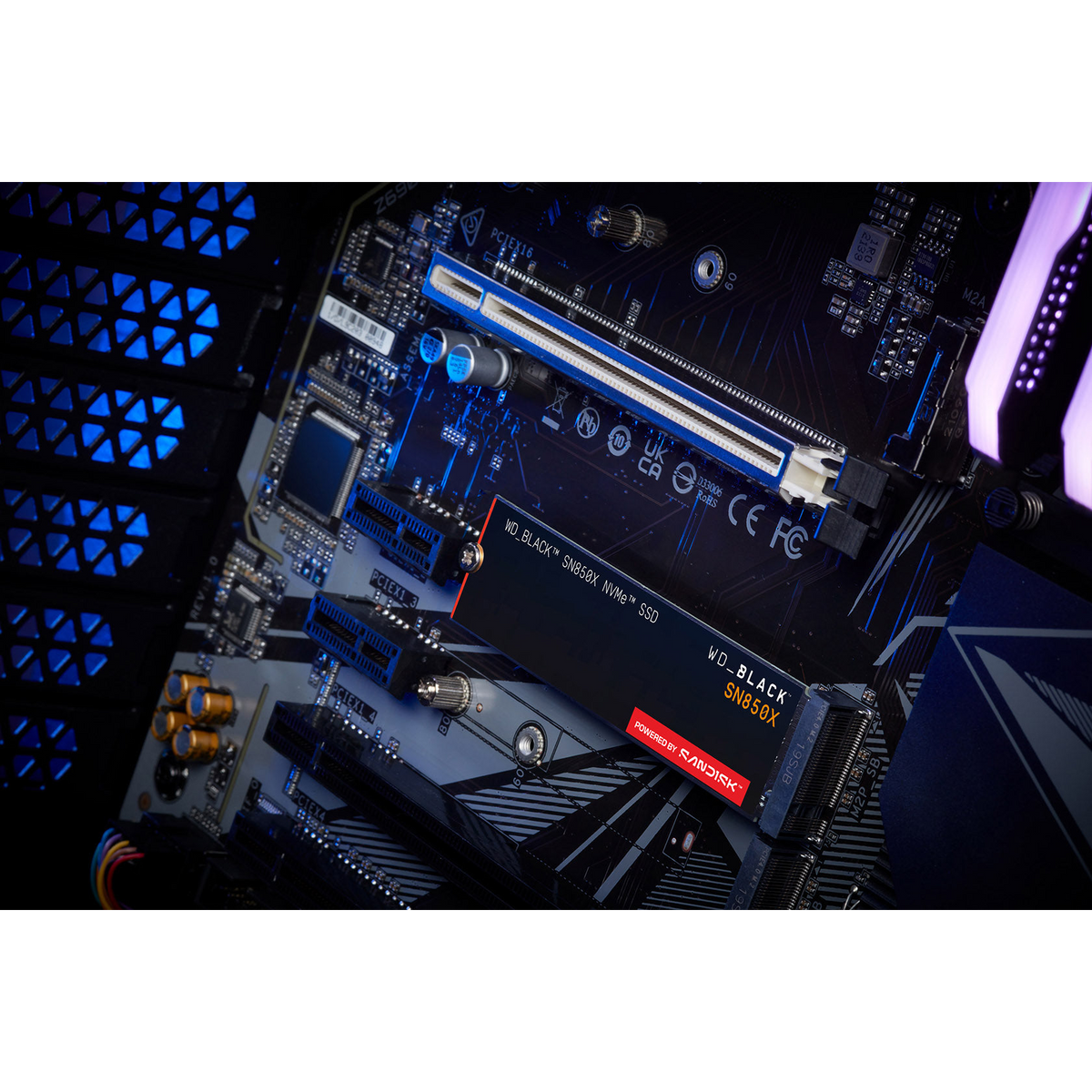 WD_BLACK SN850X 8TB PCIe Gen4 NVMe SSD — installed in a desktop motherboard