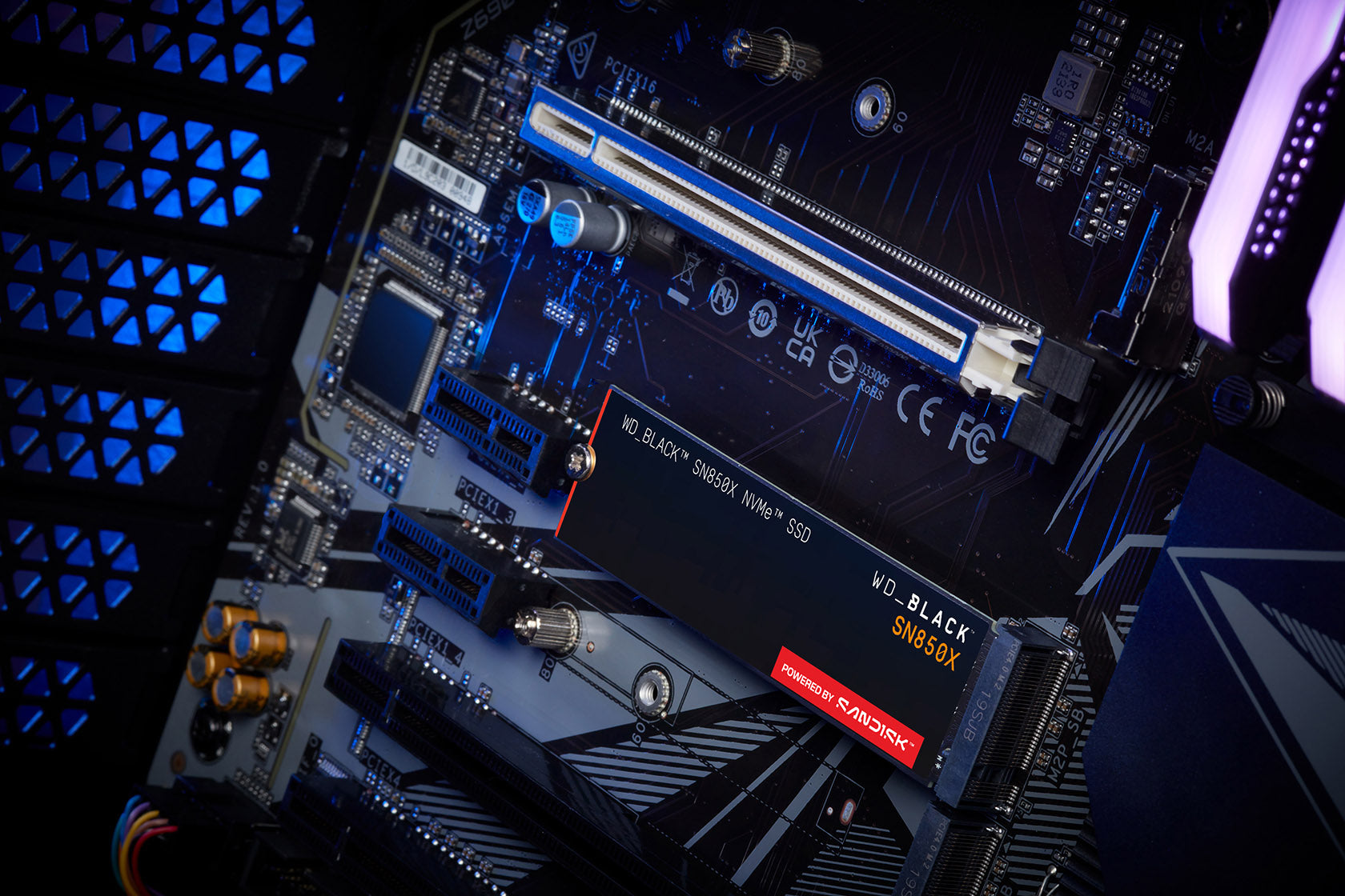WD_BLACK SN850X 1TB NVMe SSD — installed in a desktop motherboard