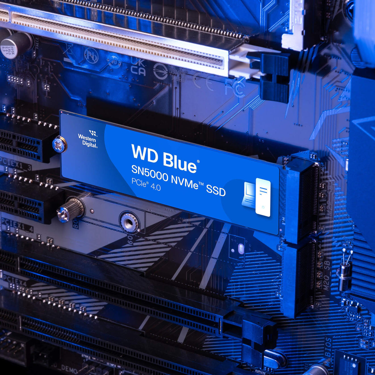 WD Blue SN5000 500GB NVMe PCIe 4.0 SSD — installed in a motherboard M.2 slot